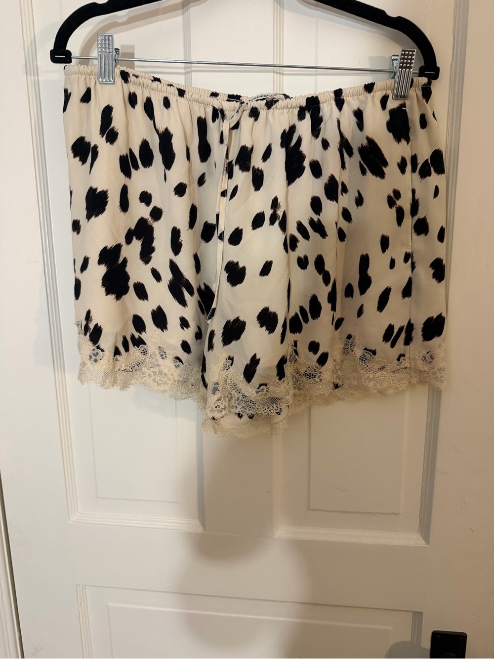 Abercrombie & Fitch Cream Dalmatian-Print Lace-Trim Sleep Shorts